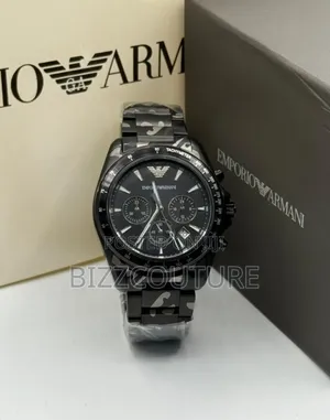 Original Emporio Armani Black Stainless Steel, Chronograph Watch