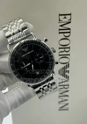 Original Emporio Armani Silver Stainless Steel, Calendar Watch