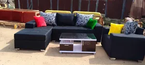 Living Room L Shaped Fabric Sofa With Center Table