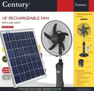 Century 18" Rechargeable Fan With Solar Panel