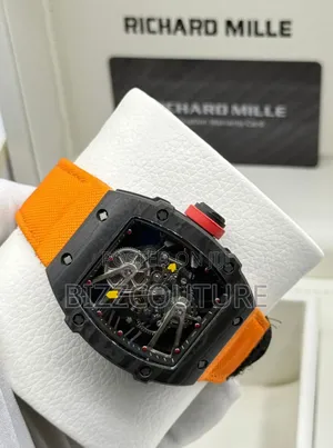 Original Richard Mille Orange Faux Leather Strap, Mechanical Watch