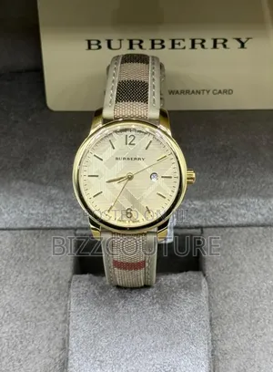 Original Burberry Gold Faux Leather Strap Quartz Watch