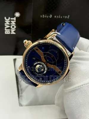 Original Mont Blanc Blue Genuine Leather Strap, Mechanical Watch
