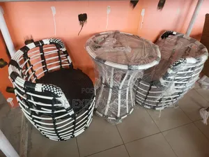 White and Black Outdoor Set With Table