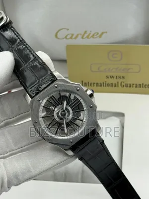 Original Cartier Black Genuine Leather Strap, Mechanical Watch