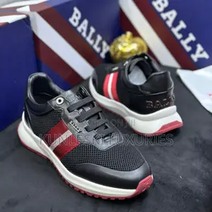 Original Bally Men Black Leather Sneakers