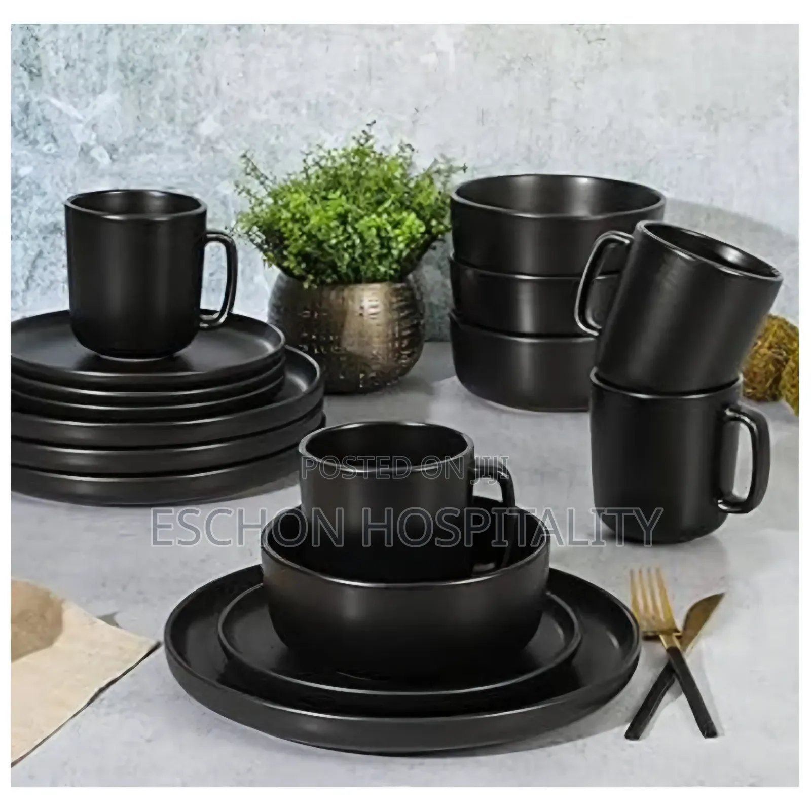 16-Piece Stoneware Dinner Set (Curved Design)