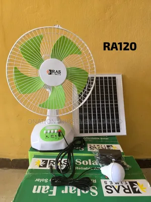 12" Solar Table Fan With Bulb