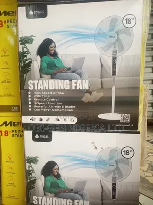 Smaat 18" 4-speed Classic Floor Standing Fan With Remote Control Set