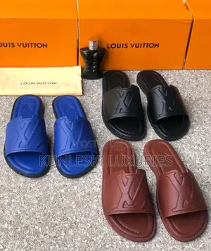 Original Louis Vuitton Leather Slippers in 3 Colors