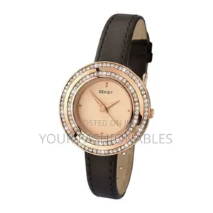 Seksy by Sekonda Brown Stone Set Real Leather Watch