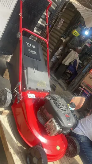 Red Gasoline-Powered Lawn Mower. 
Product: Gasoline Lawn Mower,