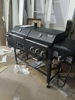 3 Burner Grill Gas Charcoal BBQ Smoker - Black
