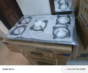 Polystar 5 Burner Gas Cooker With Thick Tempered Glass Top