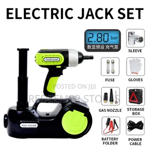 5 Ton Electric Car Jack Kit + Tire Inflator + Impact Wrench Led Light