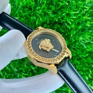 Original Versace Black Genuine Leather Strap, Quart Watch
