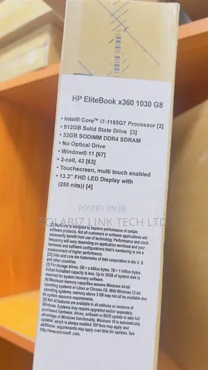 New Laptop HP EliteBook 1030 32GB Intel Core I7 SSD 512GB