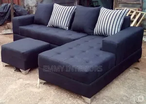 Living Room L Shaped Fabric Sofa With Center Table It's Available