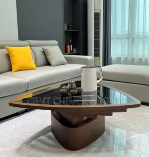 Hard Wooden Center Table With Glass Top