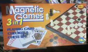 3 in 1 Magnetic Chess Game - (Checkers Card Game Set)