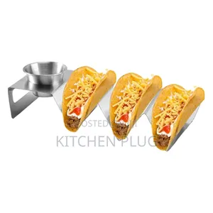 Stainless Steel Taco Holder With Sauce Cup 『 3 Tacos, 』