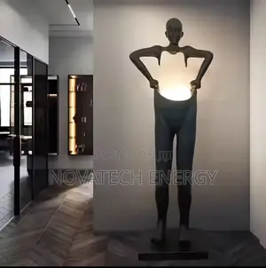 Black Standing Humanoid Light for Aesthetics and Lighting