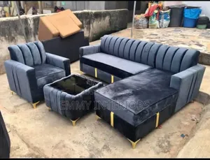Quality Living Room L Shaped Fabric Sofa With Center Table
