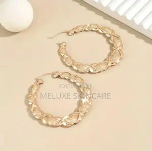 1 Pair Bohemian Gold Plated-Plated Large Hoop Earrings