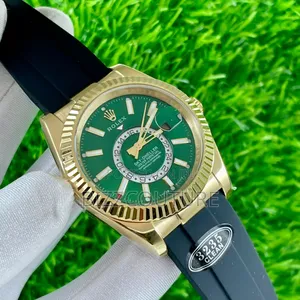 Original Rolex Black Rubber Strap Calendar Quartz Watch