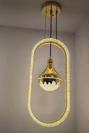 Modern Led Pendant Lamp, Crystal Droplight With Pearl Black and Gold
