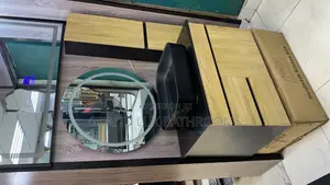 Bathroom Vanity With Black Rectangular Countertop Basin Wooden Cabinet