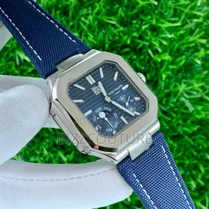 Original Patek Philippe Blue Faux Genuine Leather Strap Quartz Watch