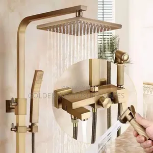 Square Brush Gold Shower Set