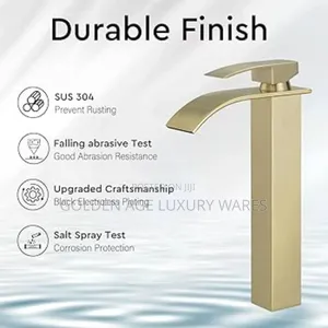 Long Waterfall Basin Mixer Brush Gold
