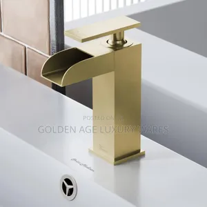Open Mouth Brush Gold Waterfall Basin Mixer