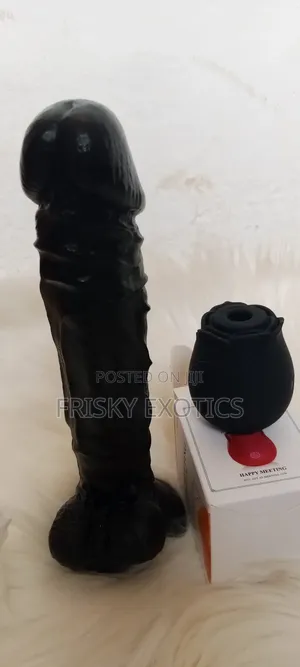 10inches Black Dildo With Black Rose Clit Sucker