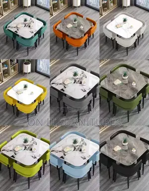 Marble Dining Table Set With 4 Chairs for Kitchen and Living Room.