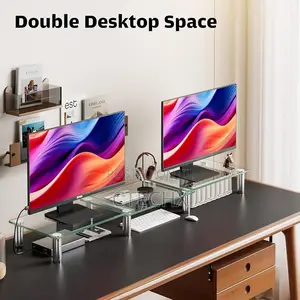Dual Monitor Stand -Adjustable Length and Angle Dual Monitor Riser