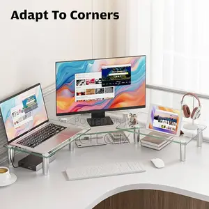 Dual Monitor Stand -Adjustable Length and Angle Dual Monitor Riser