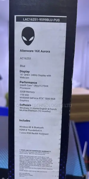 New Laptop Dell Alienware Aurora R16 32GB Intel Core Ultra 9 SSD 1T