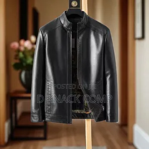 Men's Big Size Windproof Leather Jacket -Black