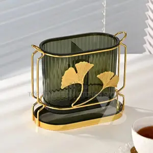Luxury Multifunctional Acrylic Cutlery Rack With Drain Tray