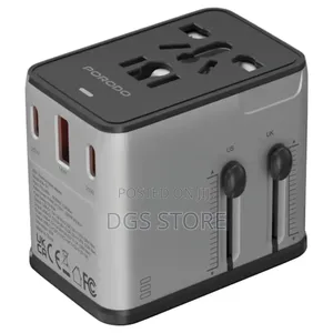 Porodo Mega Volt Universal Travel Adapter 2300w Gan Charger