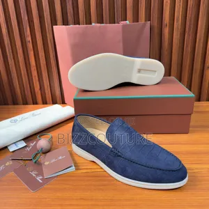 Original Loro Piana Moccasin Suede Blue Available in Store