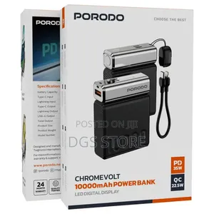 Porodo Chrome Volt 10,000mah Power Bank Led Digital Display