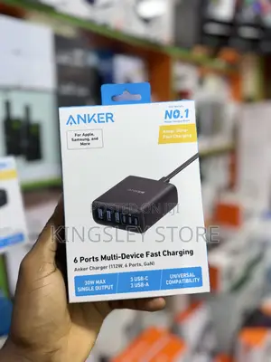 Anker 6 Ports Multi-Device Fast Charging, Charger (112w, 6 Ports, Gan)
