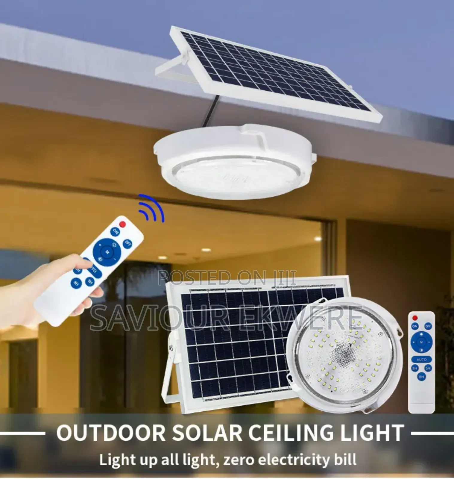 Indoor /Outdoor Solar Ceiling Light With Remote Control