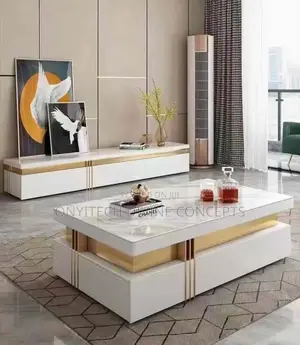 Luxury Tv Console With Centre Table Black and White