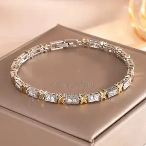 -Gold-Plated X-Shaped Full Zircon Bracelet High Quality