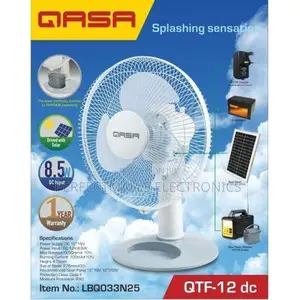 Qasa 12inches Dc Solar Table Fan (12v, 8.5w) QTF-12